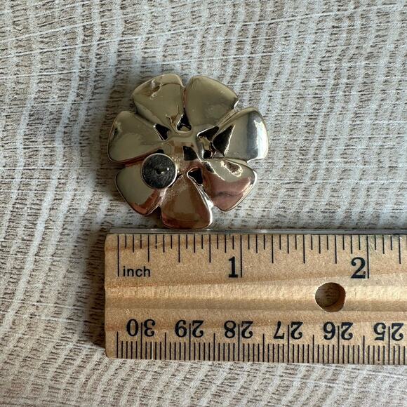 Banana Republic Floral Navy Turquoise Gold Tone Statement Earring - Picture 5 of 6